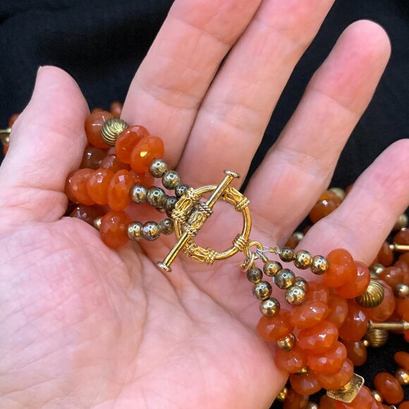 Carnelian Facet Cut Roundel Beads Vermeil John Beeman Design 4 Strand Necklace - Picture 13 of 14